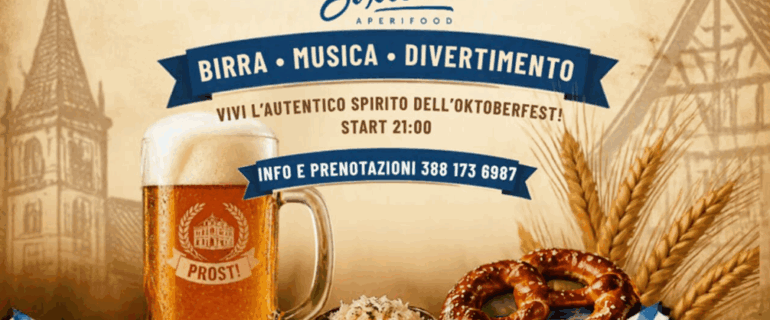 Sixteen Aperifood Oktoberfest al Sixteen: dal 2 al 4 ottobre tre serate tra birra e Musica